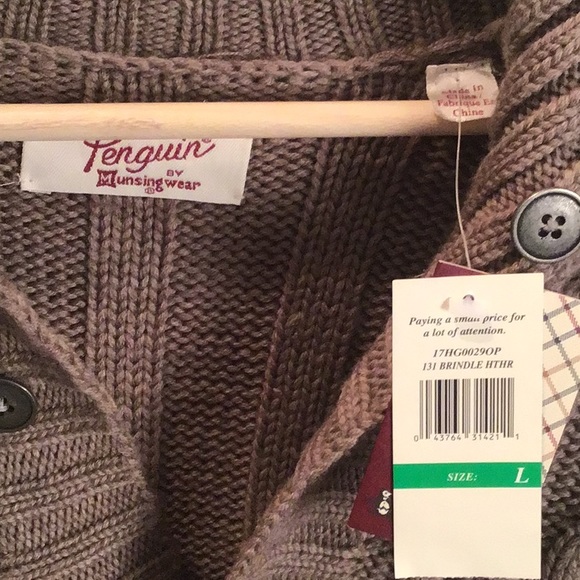 NWT Original Penguin cable knit cardigan sweater. Tan color. Size L - Picture 7 of 10
